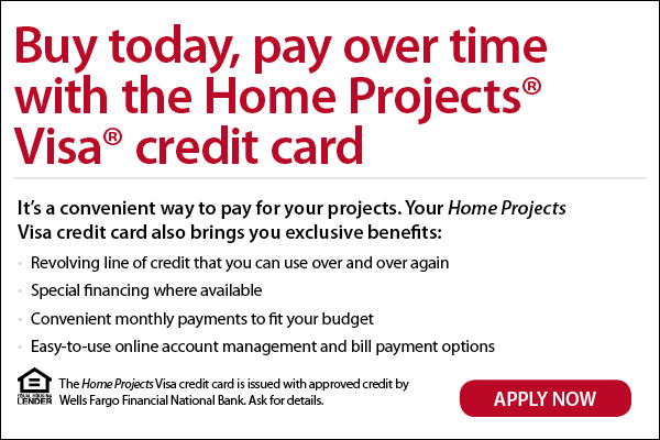 Advertisement for Wells Fargo Home Projects Visa Card